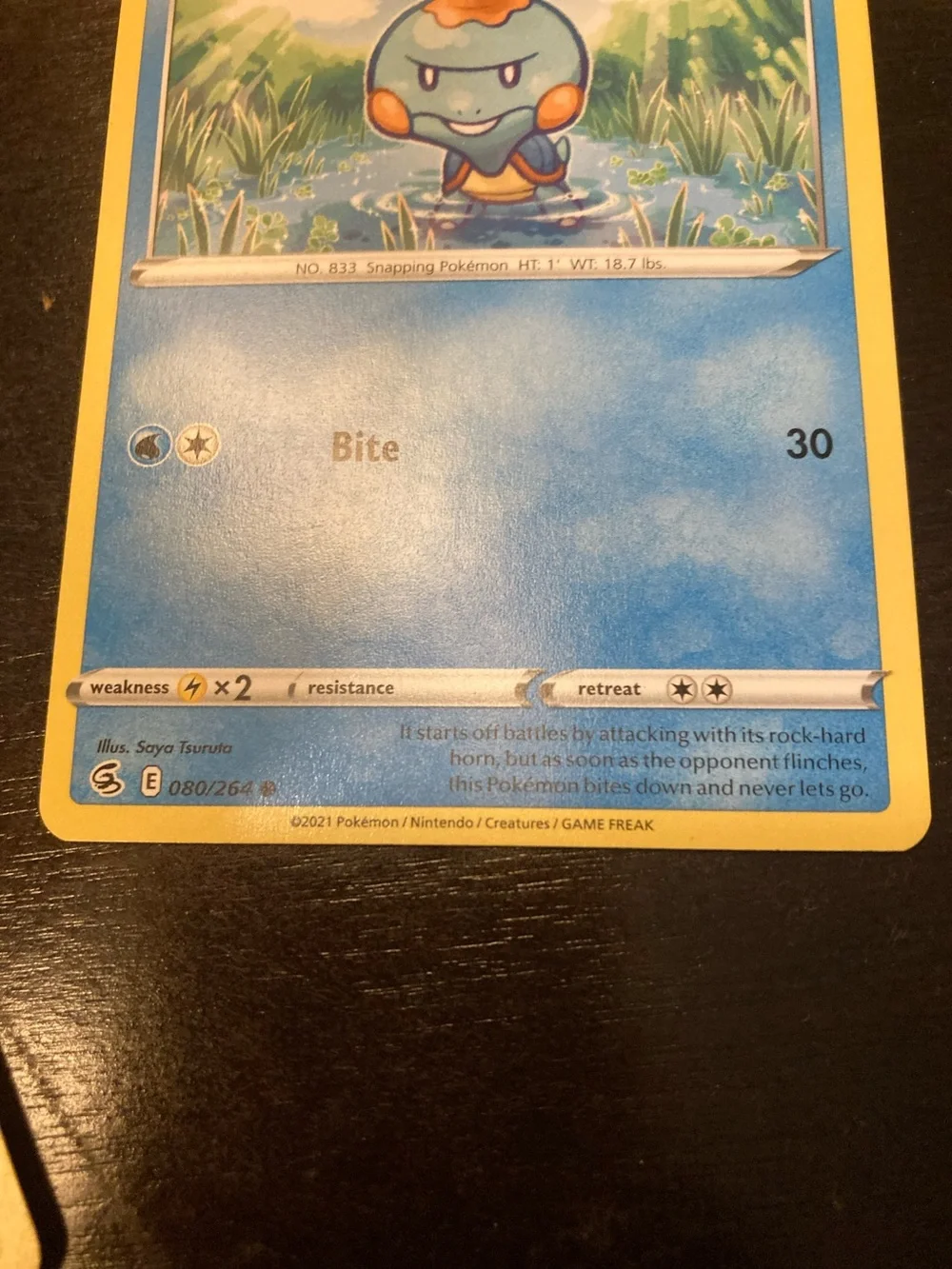 Pokemon Chewtle Trading Card - Blue, Yellow, Orange
